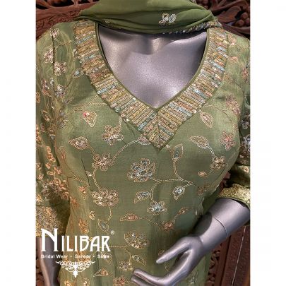 Green Lame Silk Suit