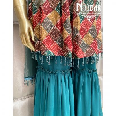 Foxton Green Georgette Sharara Suit