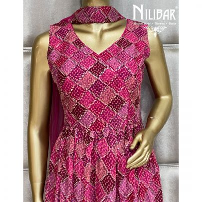 Magenta Plum Georgette Sharara Suit