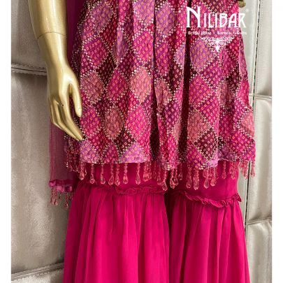 Magenta Plum Georgette Sharara Suit