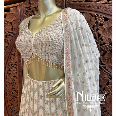 White Georgette Sequin Casual Lehenga