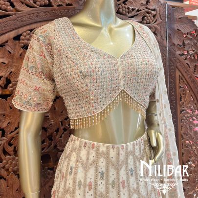White Georgette Sequin Casual Lehenga