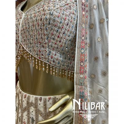 White Georgette Sequin Casual Lehenga