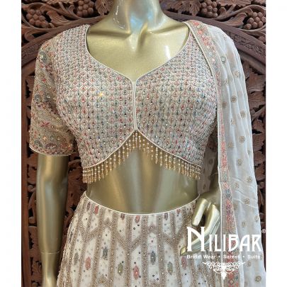 White Georgette Sequin Casual Lehenga