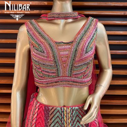 Multicolor Net Bridal Lehenga