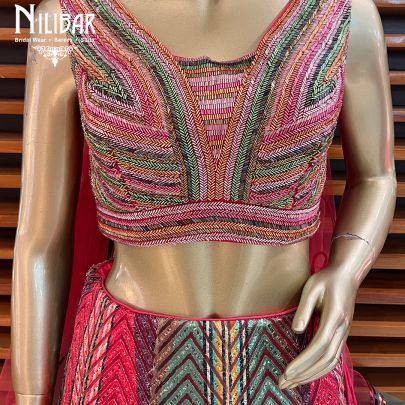 Multicolor Net Bridal Lehenga
