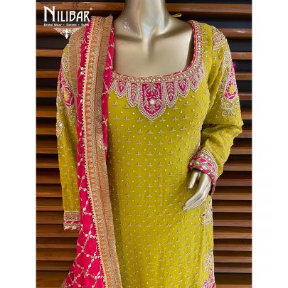 Shrek Green Georgette Garara Suit