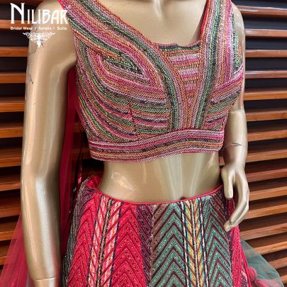 Multicolor Net Bridal Lehenga