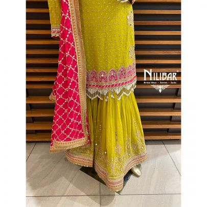 Shrek Green Georgette Garara Suit