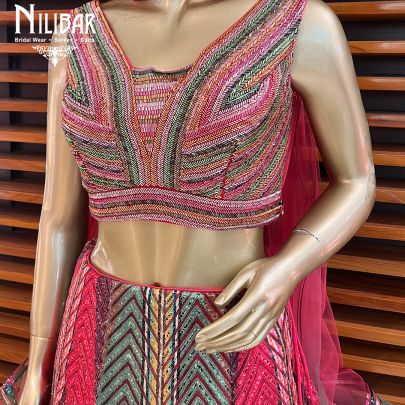 Multicolor Net Bridal Lehenga