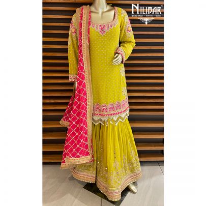 Shrek Green Georgette Garara Suit