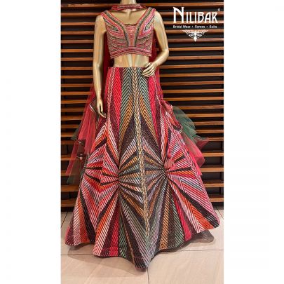Multicolor Net Bridal Lehenga