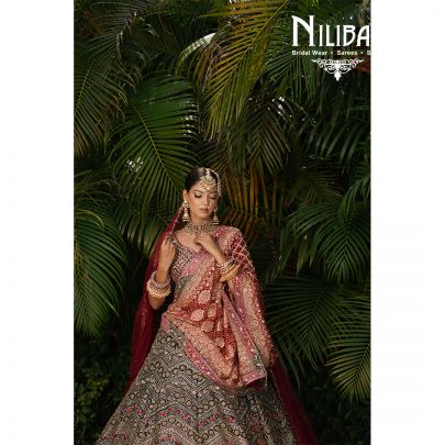 Multicolored Velvet Heavy Lehenga
