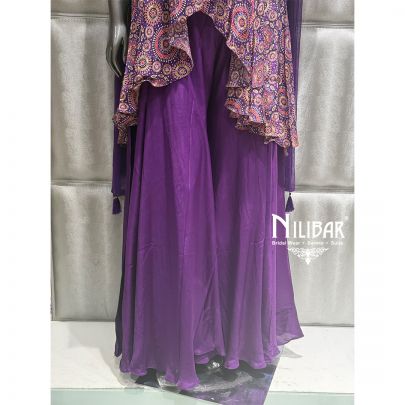 Purple Crepe Embroidered Palazzo Suit