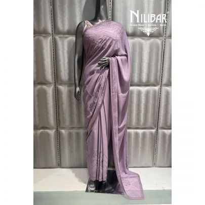 Purple Georgette Embroidered Saree