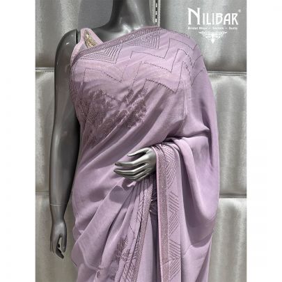 Purple Georgette Embroidered Saree