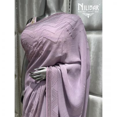 Purple Georgette Embroidered Saree