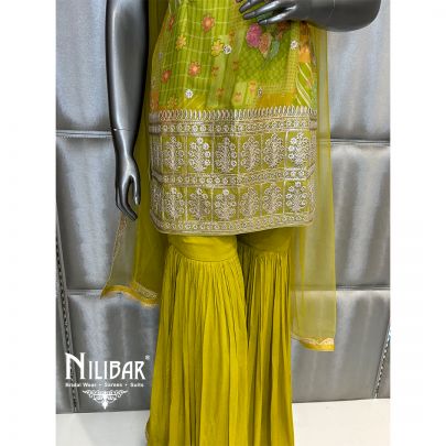 Apple Green Georgette Garara Suit