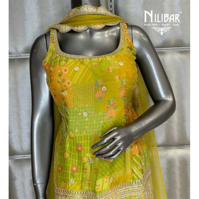 Apple Green Georgette Garara Suit