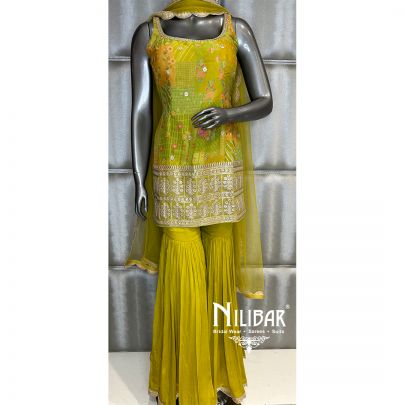 Apple Green Georgette Garara Suit