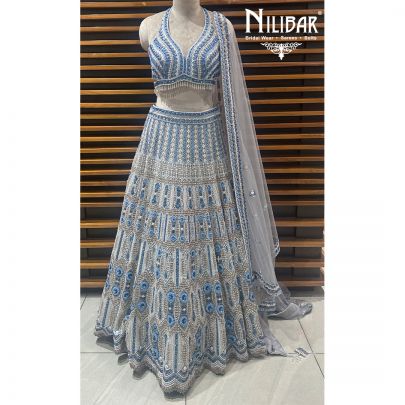 Gray Net Lehenga