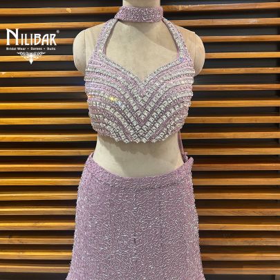 Lilac Net Fishcut Lehenga