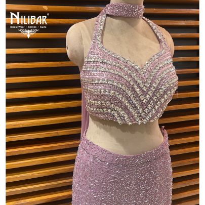 Lilac Net Fishcut Lehenga