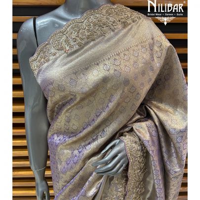 Purple Lamé Silk Saree