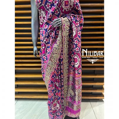 Jam Purple Silk Ikat Weave Saree
