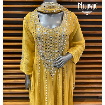 Yellow Lamé Silk Anarkali Suit
