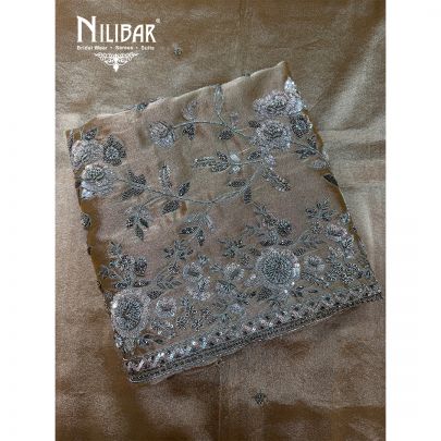 Copper Lame Silk Shirt & Dupatta With Crepe Bottom