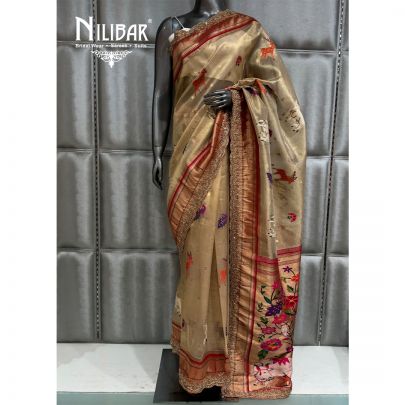 Ivory Silk Bandhani Saree