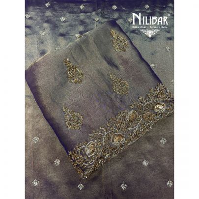 Purple Lame Silk Shirt & Dupatta With Crepe Bottom