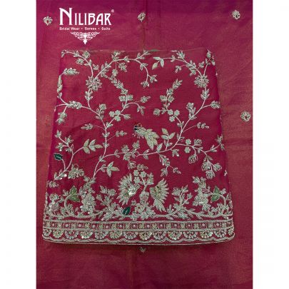 Carrot Red Lame Silk Shirt & Dupatta With Crepe Bottom