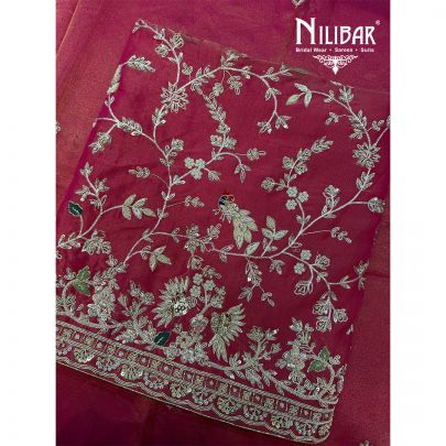 Carrot Red Lame Silk Shirt & Dupatta With Crepe Bottom