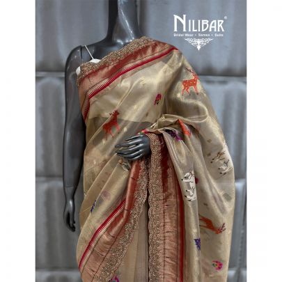 Ivory Silk Bandhani Saree