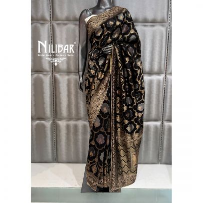 Black Silk Bandhani Saree