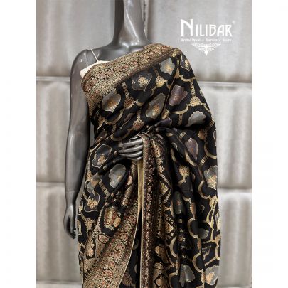 Black Silk Bandhani Saree