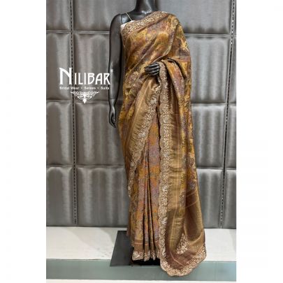 Rust Silk Bandhani Saree