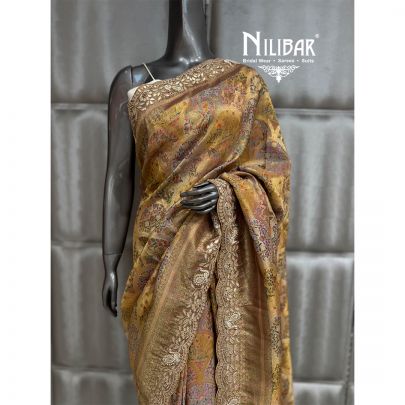 Rust Silk Bandhani Saree