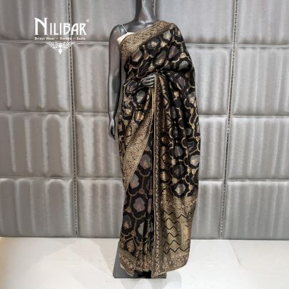 Black Silk Bandhani Saree