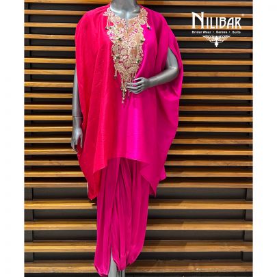 Red & Pink Silk Dhoti Set