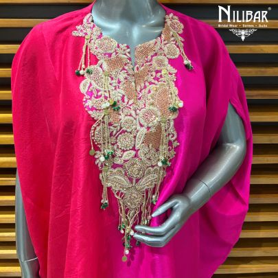 Red & Pink Silk Dhoti Set