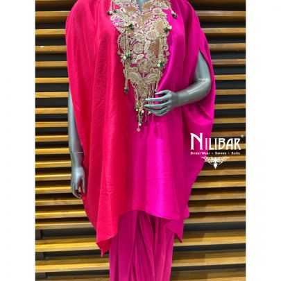 Red & Pink Silk Dhoti Set