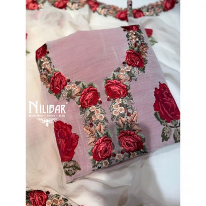 Baby Pink Mul Cotton Shirt & Dupatta Paired With Tafta Bottom