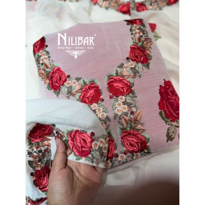 Baby Pink Mul Cotton Shirt & Dupatta Paired With Tafta Bottom