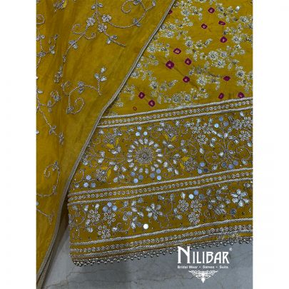Canary Yellow Silk Unstitched Suit