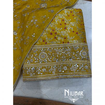 Canary Yellow Silk Unstitched Suit