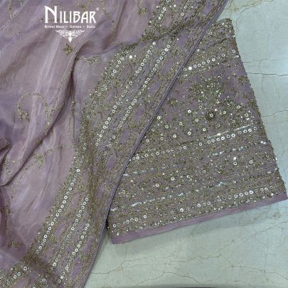 Lilac Lamé Silk Unstitched Suit