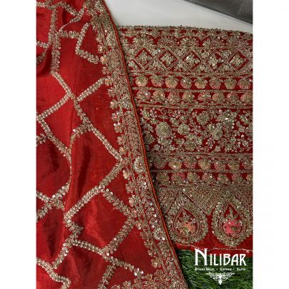 Orange Silk Embroidered Unstitched Suit